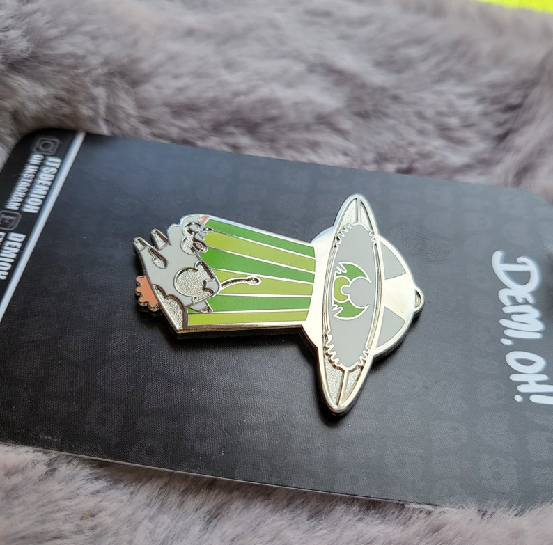 UFO Enamel Pin, Area 51, Alien hard enamel pin, abduction, paranormal pin, occult pin, horror enamel pin, cute cow, spooky pin, creepy pin image 2