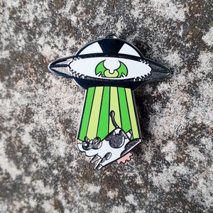 UFO Enamel Pin, Area 51, Alien hard enamel pin, abduction, paranormal pin, occult pin, horror enamel pin, cute cow, spooky pin, creepy pin image 10