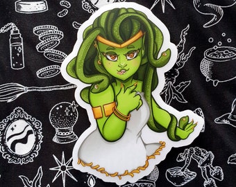 Medusa sticker, Halloween sticker, monster girl sticker, mythology sticker, vinyl sticker, clear sticker, gorgon sticker, laptop decal, car