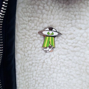 UFO Enamel Pin, Area 51, Alien hard enamel pin, abduction, paranormal pin, occult pin, horror enamel pin, cute cow, spooky pin, creepy pin image 9