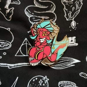 Demon enamel pin, monster girl, succubus, evil woman, halloween pin, hard enamel, pin up, sexy pin, recessed metal, occult, horror pin image 7