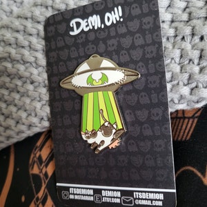 UFO Enamel Pin, Area 51, Alien hard enamel pin, abduction, paranormal pin, occult pin, horror enamel pin, cute cow, spooky pin, creepy pin image 7