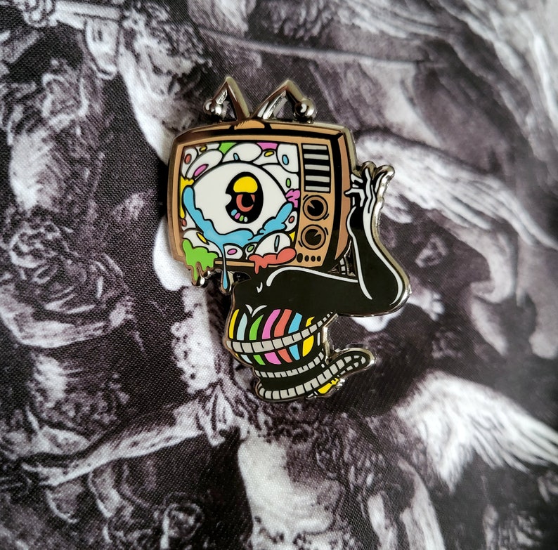 Monster girl pin, Television monster girl, halloween pin, TV girl, TV head monster girl pin, pin up girl pin, sexy pin, multiple eyes image 7