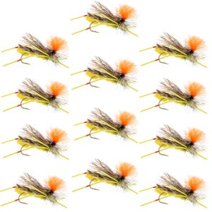 Feth Hopper Yellow - Foam Grasshopper Fly Pattern - 12 Flies Hook Size 10