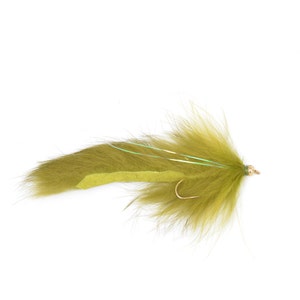3-Pack Bead Head Bouface Size 6 Marabou Bunny Streamer - Olive - Trout and Bass Fly Fishing Flies - Hand Tied Trout Flies