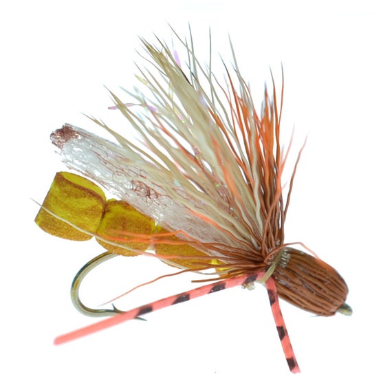 3-Pack Golden Foam Stone Size 8 Fly - Foam Extended Body Stonefly Dry Fly -  Hand Tied Trout Flies