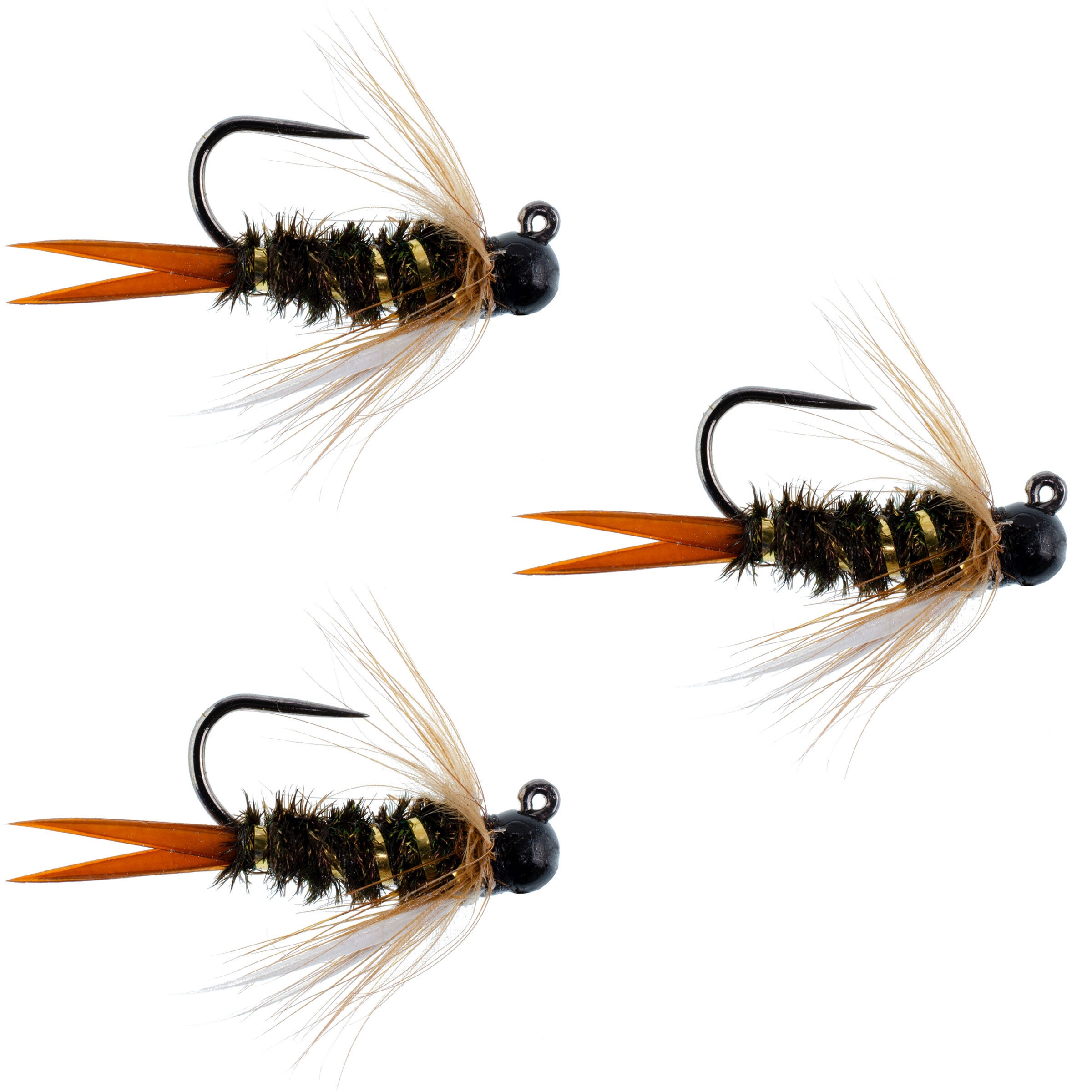 3-pack Tactical Euro Prince Jigged Tungsten Bead Head Nymph Fly