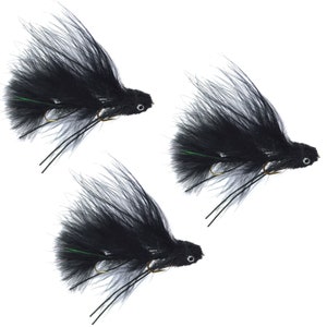 3-Pack Mini Sex Dungeon Streamer Black - Articulated Trout and Bass Fly Fishing Flies - Hand Tied Flies