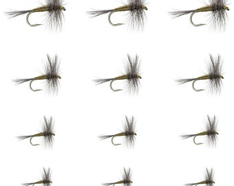 Barbless  Blue Winged Olive Dry Fly BWO Sizes 14, 16, 18, 20 1 Dozen Assortment Hand Tied Trout Flies