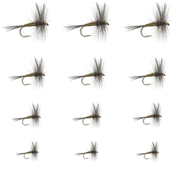 Barbless  Blue Winged Olive Dry Fly BWO Sizes 14, 16, 18, 20 1 Dozen Assortment Hand Tied Trout Flies