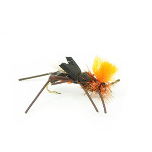 3-Pack Black Bicho Hopper Foam Body Grasshopper Dry Fly Hook Size 10 - Hand Tied Trout Flies