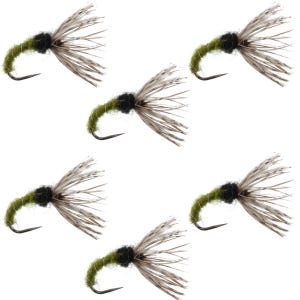 Olive Zebra Sakasa Kebari - 6 Tenkara Flies - Size 16