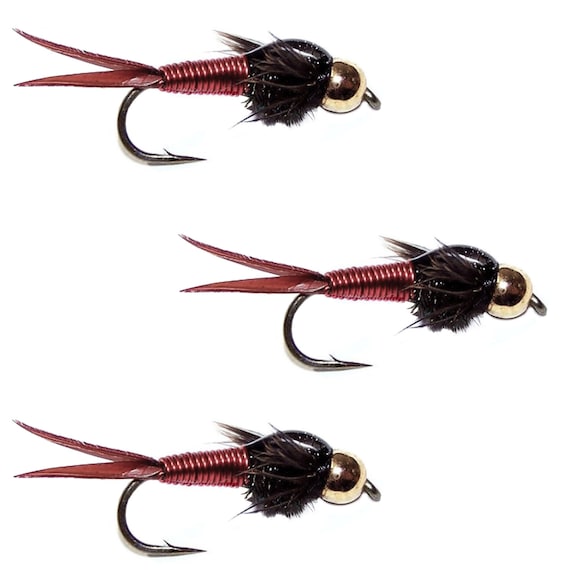 3-pack Red Copper John Bead Head Nymph Trout Fly Trout and Panfish Fly  Fishing Flies Hand Tied Trout Flies 