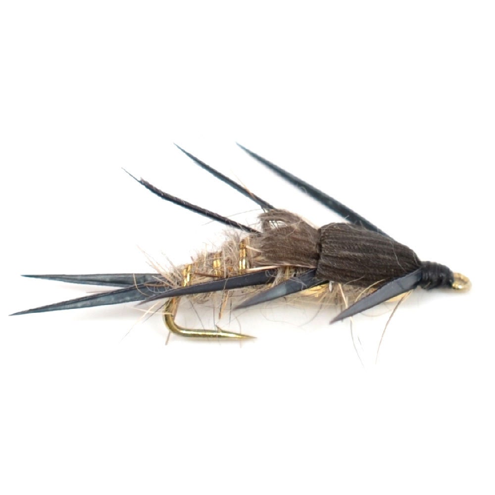 6 Bead Head GOLD RIBBED HARE'S EAR Fishing Fly ~ Size 12 ~  Six Fishing Flies 