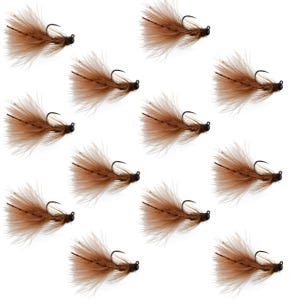 Tungsten Bead Tactical Brown Mini Bugger Euro Nymph Fly - 12 Flies Size 12