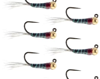 Tungsten Bead Black Perdigon Tactical Jig Euro Nymph - 6 Flies Size 14