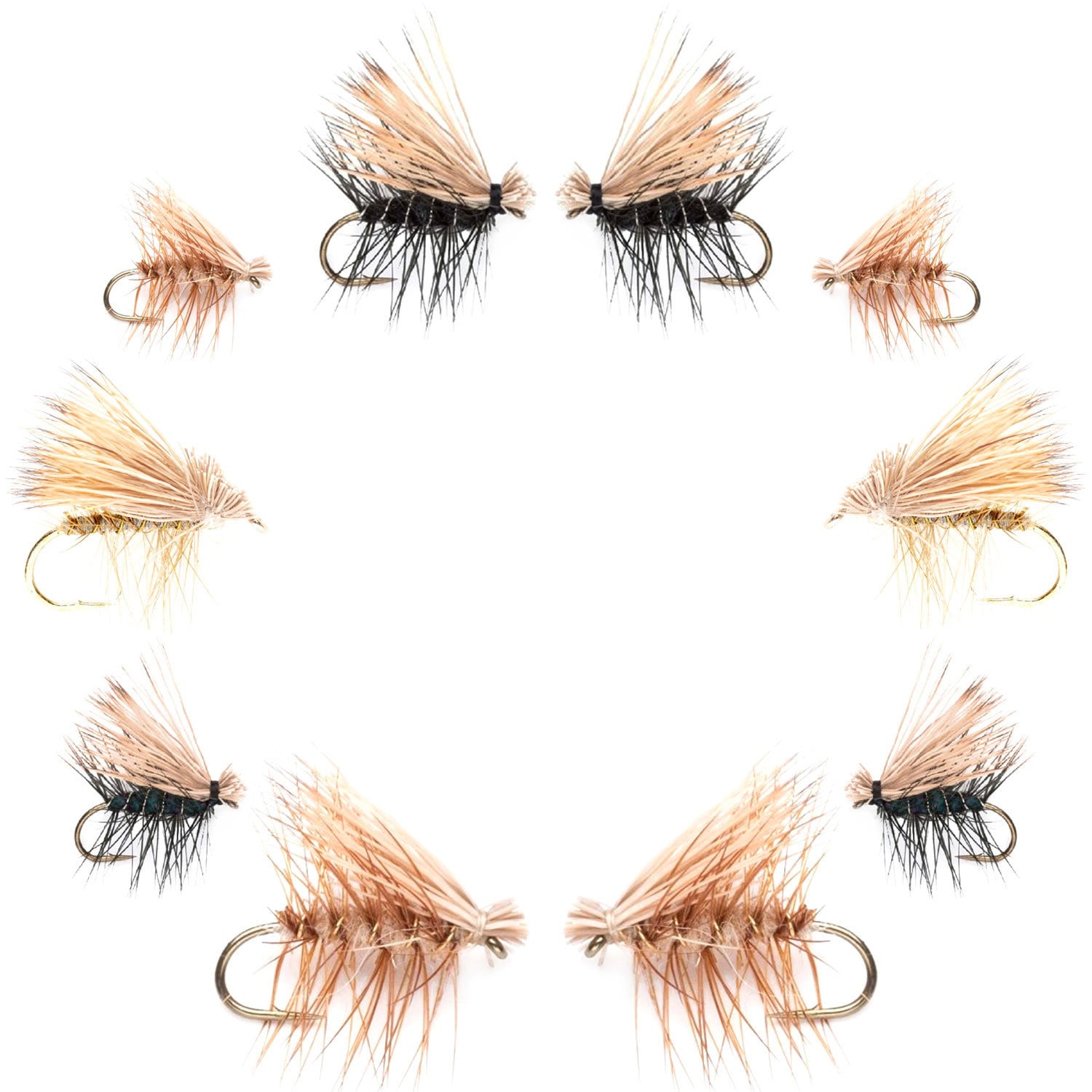 Elk Hair Caddis Dry Fly Assortment - The Fly Fishing Place Basics  Collection - 10 Dry Fishing Flies - 5 Patterns - Hook Sizes 12, 14, 16