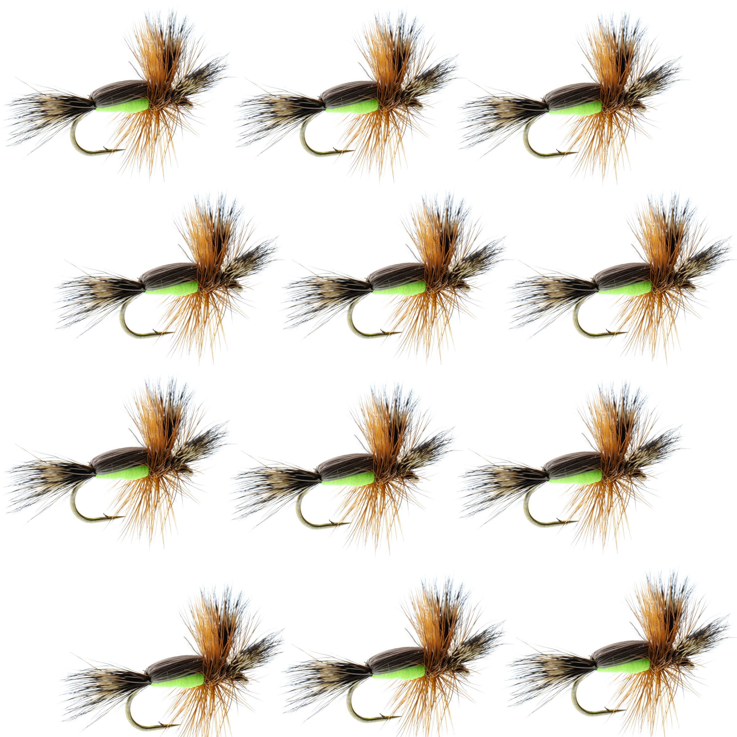 1 Dozen Chartreuse Humpy Classic Dry Fly Hand Tied Fly Fishing Trout Flies  