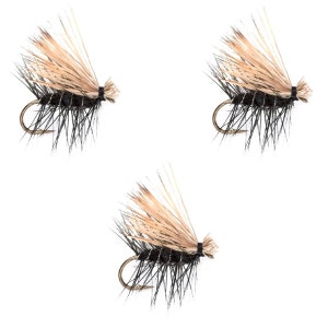 3-Pack Black Elk Hair Caddis Classic Dry Trout Fly - Hand Tied Fly Fishing Trout Flies