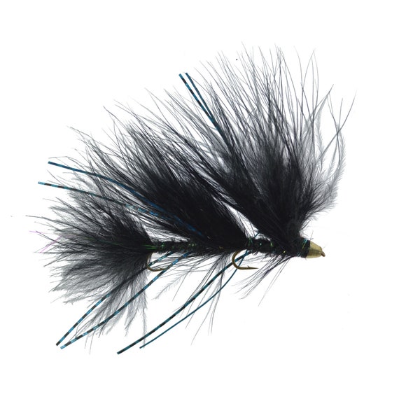 3-pack Peanut Envy Streamer Black Articulated Trout and Bass Fly Fishing  Flies Hand Tied Flies 