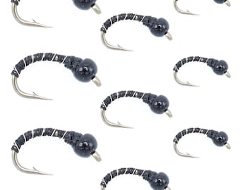 Black Zebra Midge Assortment 3 Each of 3 Sizes 14, 16, 18 - Tailwater Fly Fishing Flies Collection