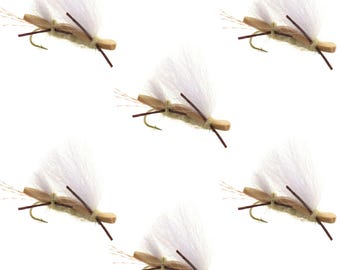 Chubby Chernobyl Ant Tan Foam Body Grasshopper Fly - 6 Flies Hook Size 10