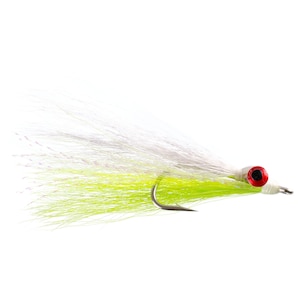 3-Pack Clousers Minnow Size 4 Chartreuse and White Freshwater Bass Fly Fishing Flies - Hand Tied Flies