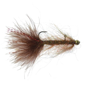 3-Pack Balanced Leech Size 8 - Brown Bead Head Jig Lake Streamer Wet Fly