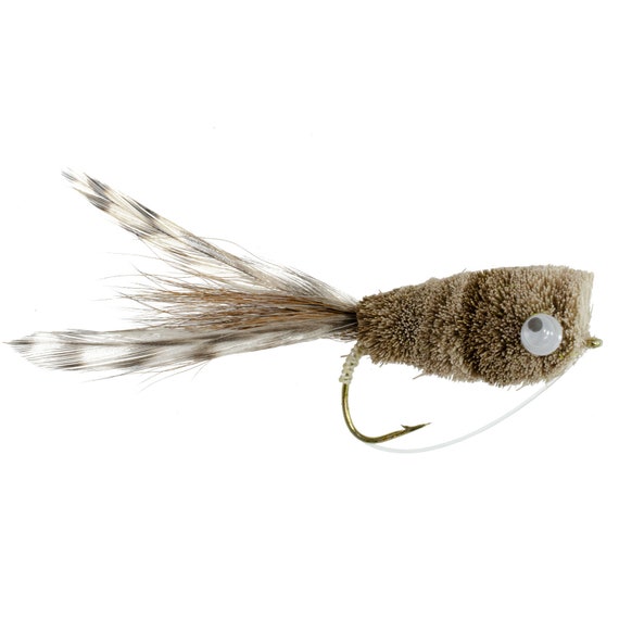 Buy 2-pack Bass Deer Hair Popper Fly Fishing Bug Natural With Grizzly  Hackle Hook Size 6 Premium Wide Gape Bass Hooks Online in India 