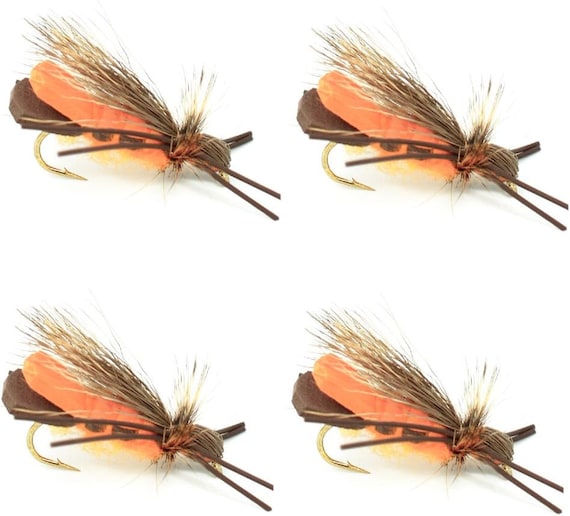 4-pack Foam Bullethead Cicada Size 6 Foam Body Stonefly Dry Fly Hand Tied Trout  Flies 