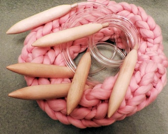 Giant Knitting Needles, 32mm Wooden Circular Needles for Chunky Yarn