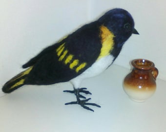 Felted American Redstart Felted wool bird Original Wool gift  Realistic bird Wool sculpture Lifelive birds Bird original art Room decoration