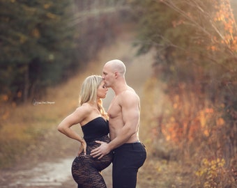 BLACK LACE Sexy Sheer Slim Fit Mermaid Gown/Maternity Dress Baby Shower Pregnancy Special Occasion/Beach Photo Shoot Prop