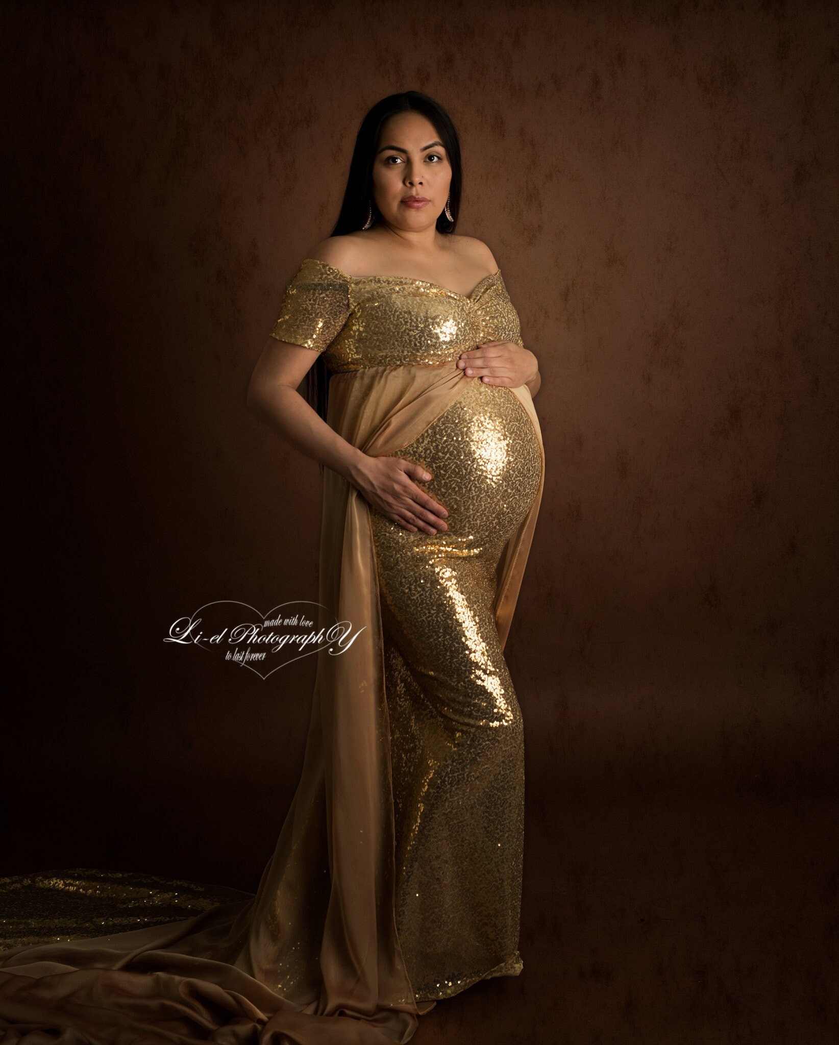 Gold Maternity Dress