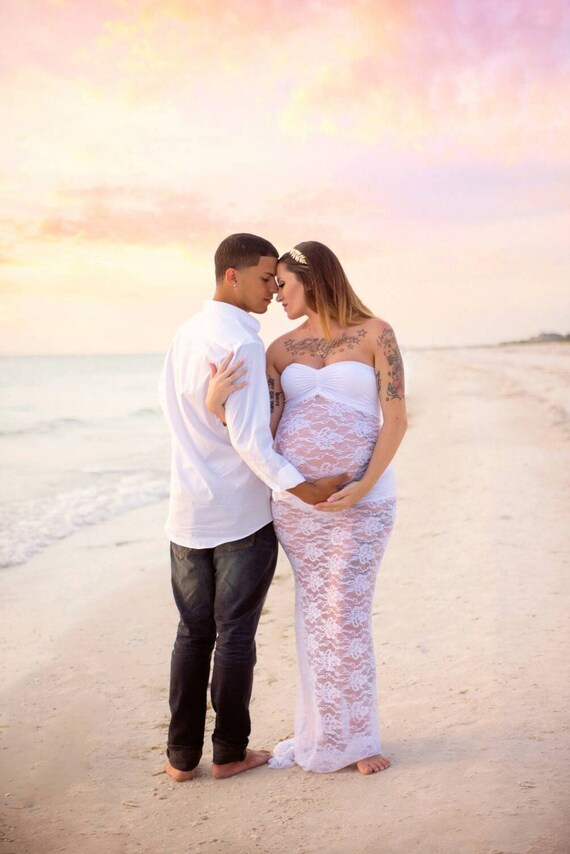 LACE Slim Fit Mermaid Gown/Maternity Dress Baby Shower Pregnancy Special Occasion Photo Shoot Prop