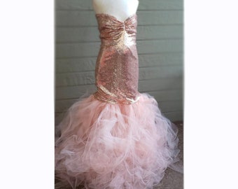 Sequin TULLE DRESS Stripe Flowy Tutu/Lace Closed/Non Sheer/ Maternity Pregnancy Belly Session/Special Ocassion/Photo Prop Baby Shower