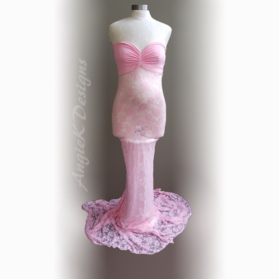 Fancy Pink Mermaid Floral SleekFitted LaceSweetheart/TubeStyle | Etsy