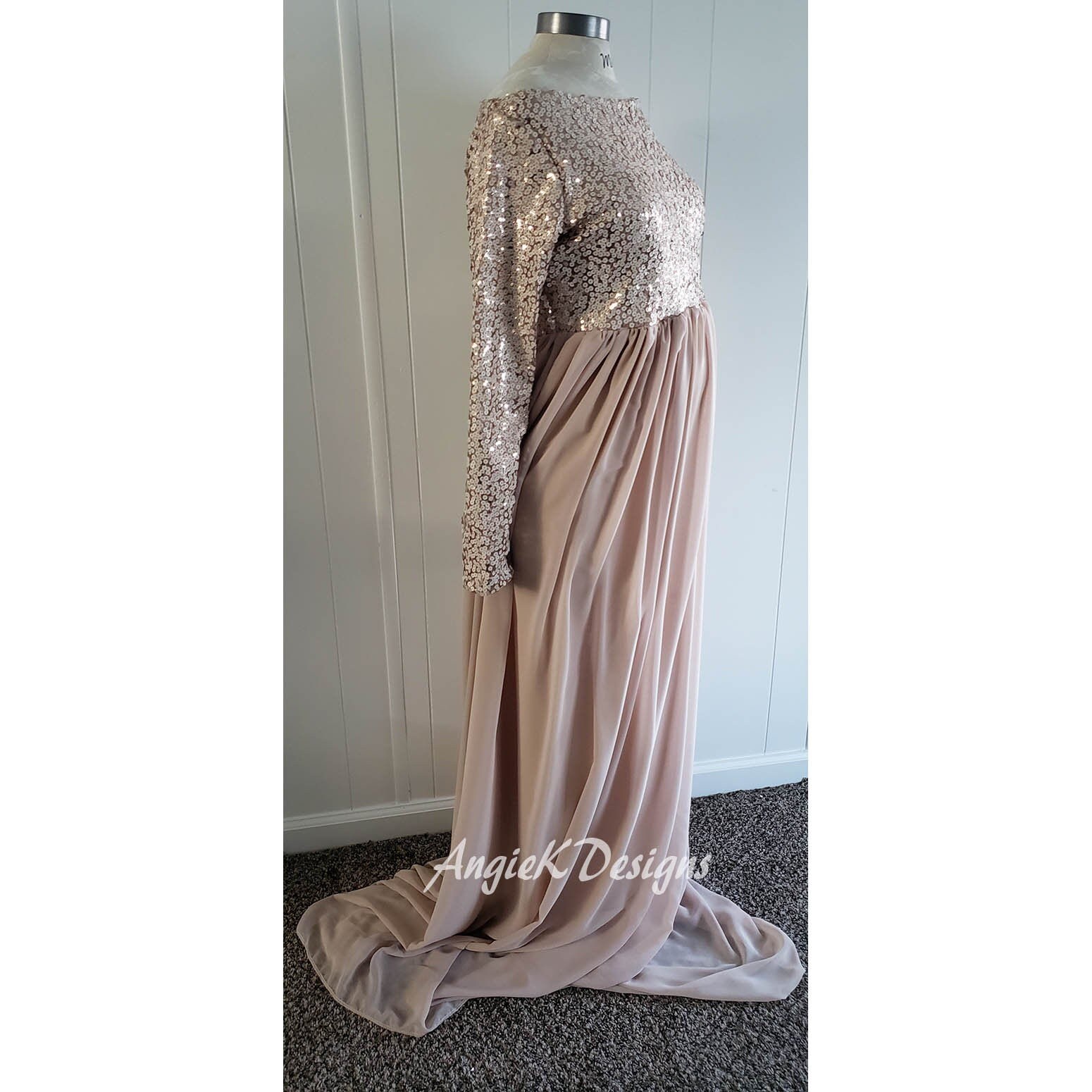 monsoon gold maxi dress Luxury Gold Maternity Gown, Pregnant Guest, Baby Shower, Gender Reveal 1XL / LightBlue main image 1