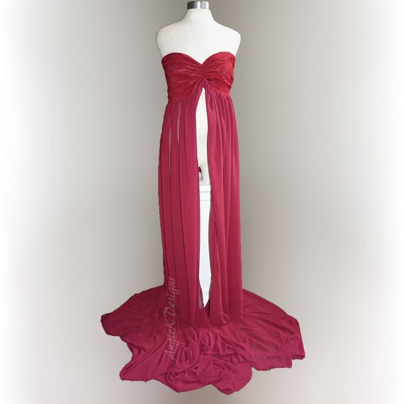red chiffon maternity dress BURGUNDY Butterfly Flowy Photo Session Gown/sweetheart Top/longtrain/maternity Dress/gownpregnancy Photo Prop/baby Shower length double lining for Everyday Wear Dresses | coastal crochet maxi dress Evening gown Size:10-11 years