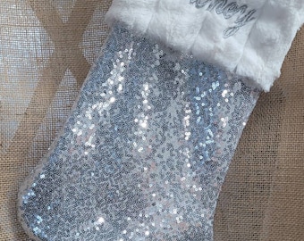 CHRISTMAS SALE!!! Free Monogramming!Shimmery  Sequin Christmas Stocking with personalization/Free Shipping! More colors!