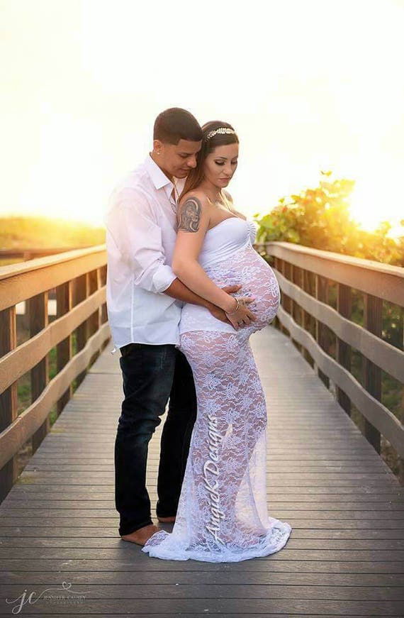 white mermaid maternity dress Fancy White Mermaid Floral SleekFitted LaceSweetheart/TubeStyle Dress Gown Maternity Baby Shower Pregnancy Special Occasion Photo Shoot Prop