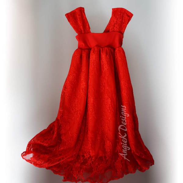 RED Lace TubeTop Baby/Girl Dress/Lined/Family Photo shoot/Mom and Daughter matching dresses