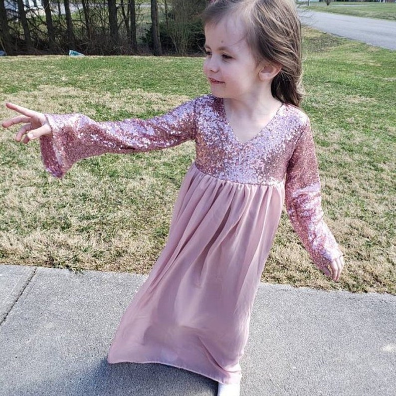 sequin top with bell sleeves