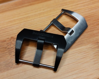 Ready to ship! tang buckle for watch strap | watch buckle with engraving | stainless steel screw-in buckle | black/silver buckle