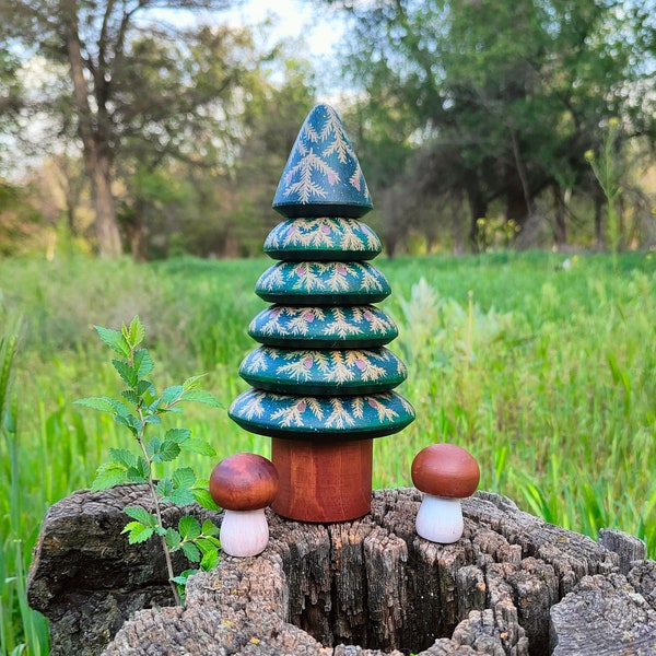 Christmas tree peg doll | Hand-Painted Christmas Tree Pyramid: Unique Decor, 10 cm Width, 19-20 cm Height | wooden stacker toy | Unique gift