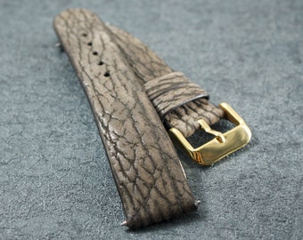 20mm Shark Leather Watch Strap | Handcrafted Replacement Shark Leather Watch Band | Brown genuine Shark Skin watch band