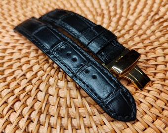 Ready to ship! 20mm alligator leather watch strap | handmade watch band of genuine alligator leather | Black alligator Watch Strap