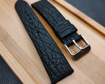 custom shark leather watch strap | handmade watch band of genuine shark leather made to order | Black shark Watch Strap | shark skin band