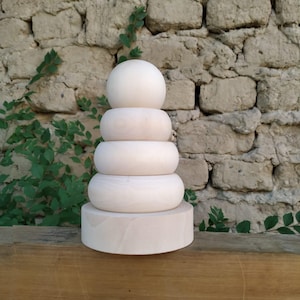 Wooden Stacking Pyramid Toy / Unfinished Lipa Wood for Crafting and Learning / Montessori Inspired
