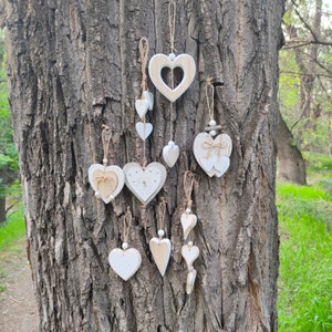 Wooden heart pendant | Heart ornament | Heart-shaped Wooden Hanging Handmade Ornaments